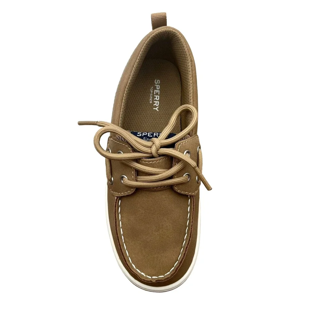 Sperry Youth Big Boys Boat Shoes Size 1 Tan Beige Lightweight Comfort Shoes